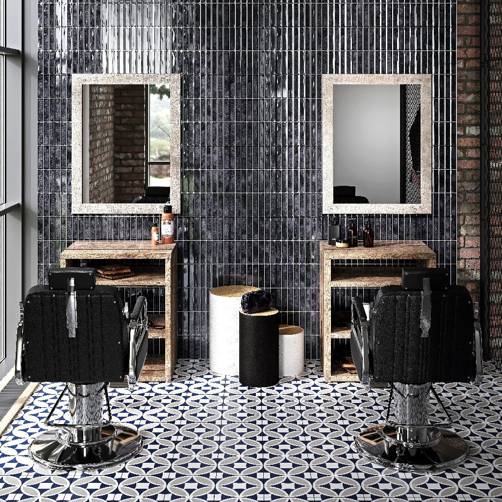 Cut Sample: Domino Black Kit Kat Tiles