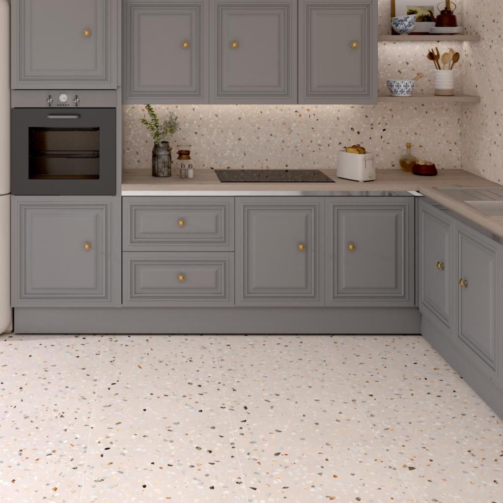 Doria Beige Terrazzo Porcelain Tile - Rectified