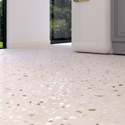 Doria Beige Terrazzo Porcelain Tile - Rectified - Room Setting