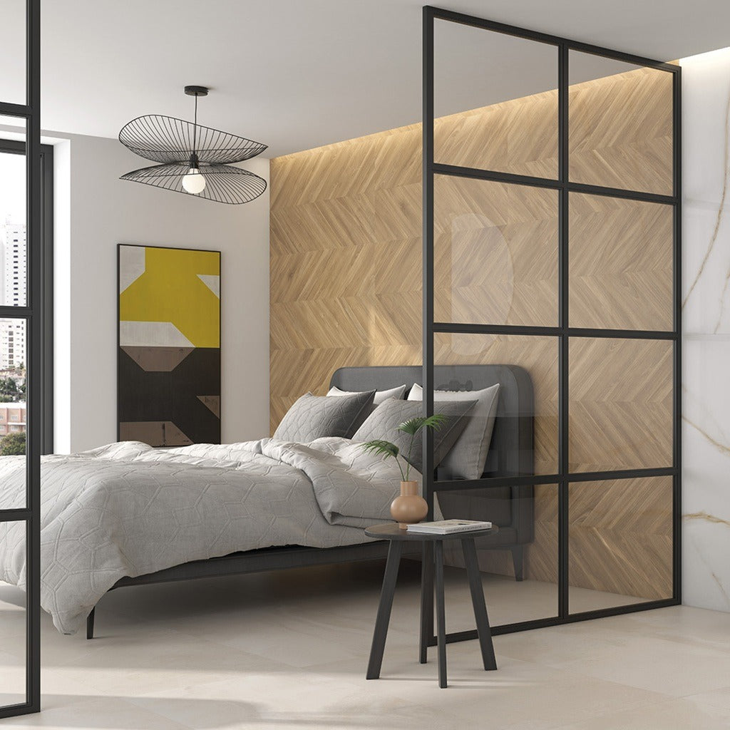 Ebony Honey Wood Effect Herringbone Tiles - Rectified