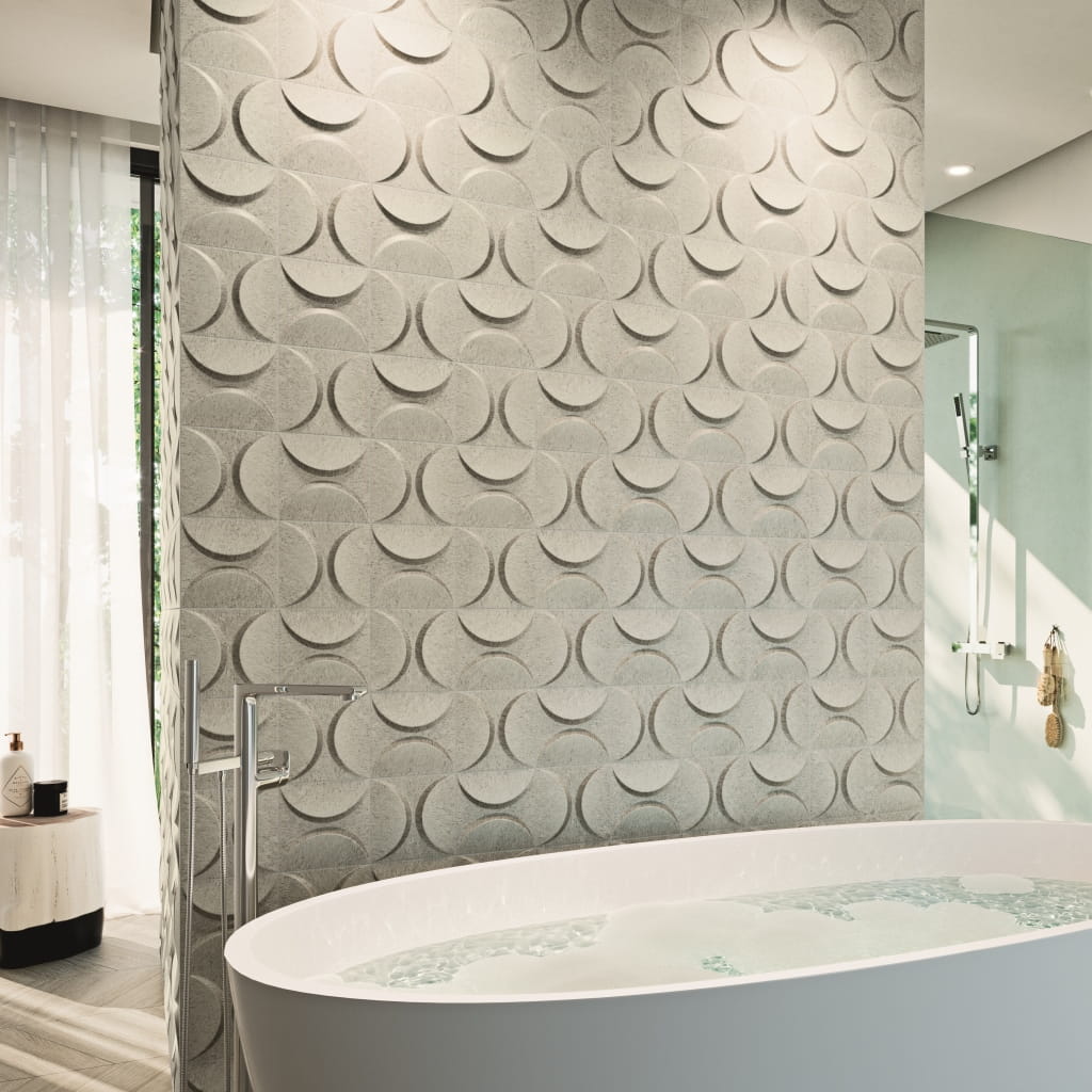 Eclipse Zinc Metal Effect Tiles - Room Setting