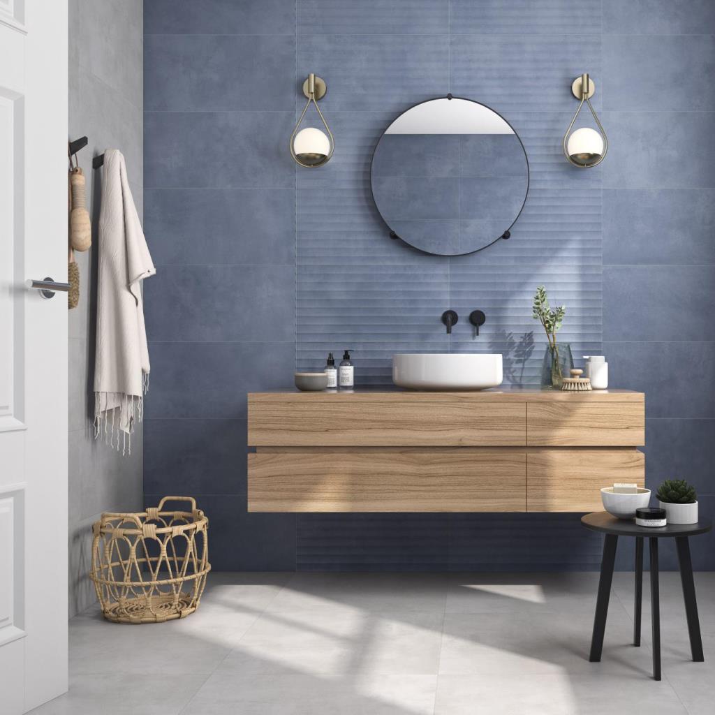 Cut Sample: Eleganza Blue Ripple Tiles