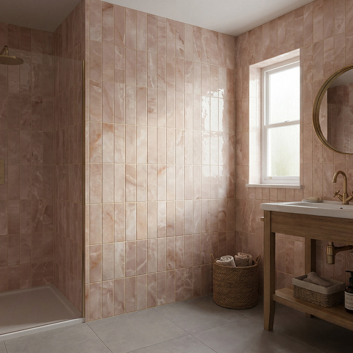 Onyx Pink Gloss Metro Wall Tiles