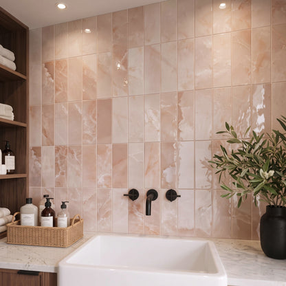 Onyx Pink Gloss Metro Wall Tiles
