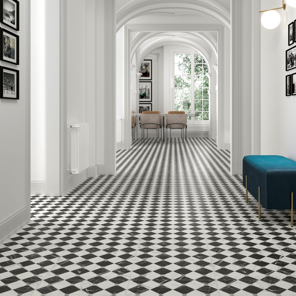 Firenze Black and White Patterned Floor Tiles