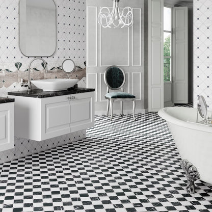 Firenze Black and White Patterned Floor Tiles 