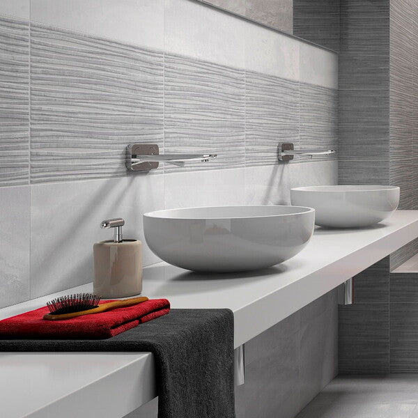 Fred Gloss Grey Patterned Wall Tiles