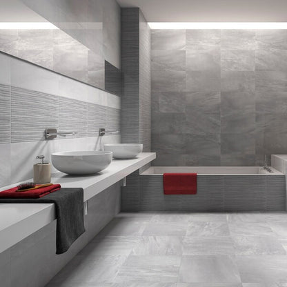 Fred Gloss Grey Patterned Wall Tiles