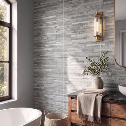 Mubi Grey Stone Effect Matt Wall Tiles