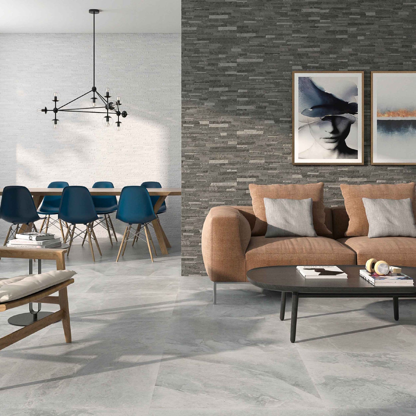 Mubi Black Stone Effect Matt Wall Tiles