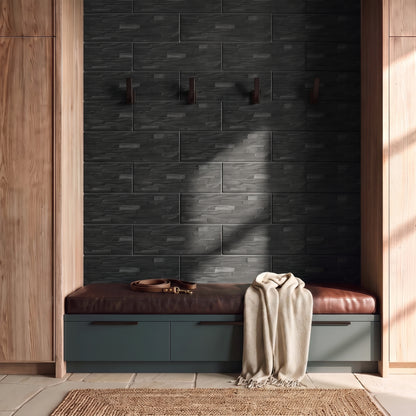 Mubi Black Stone Effect Matt Wall Tiles