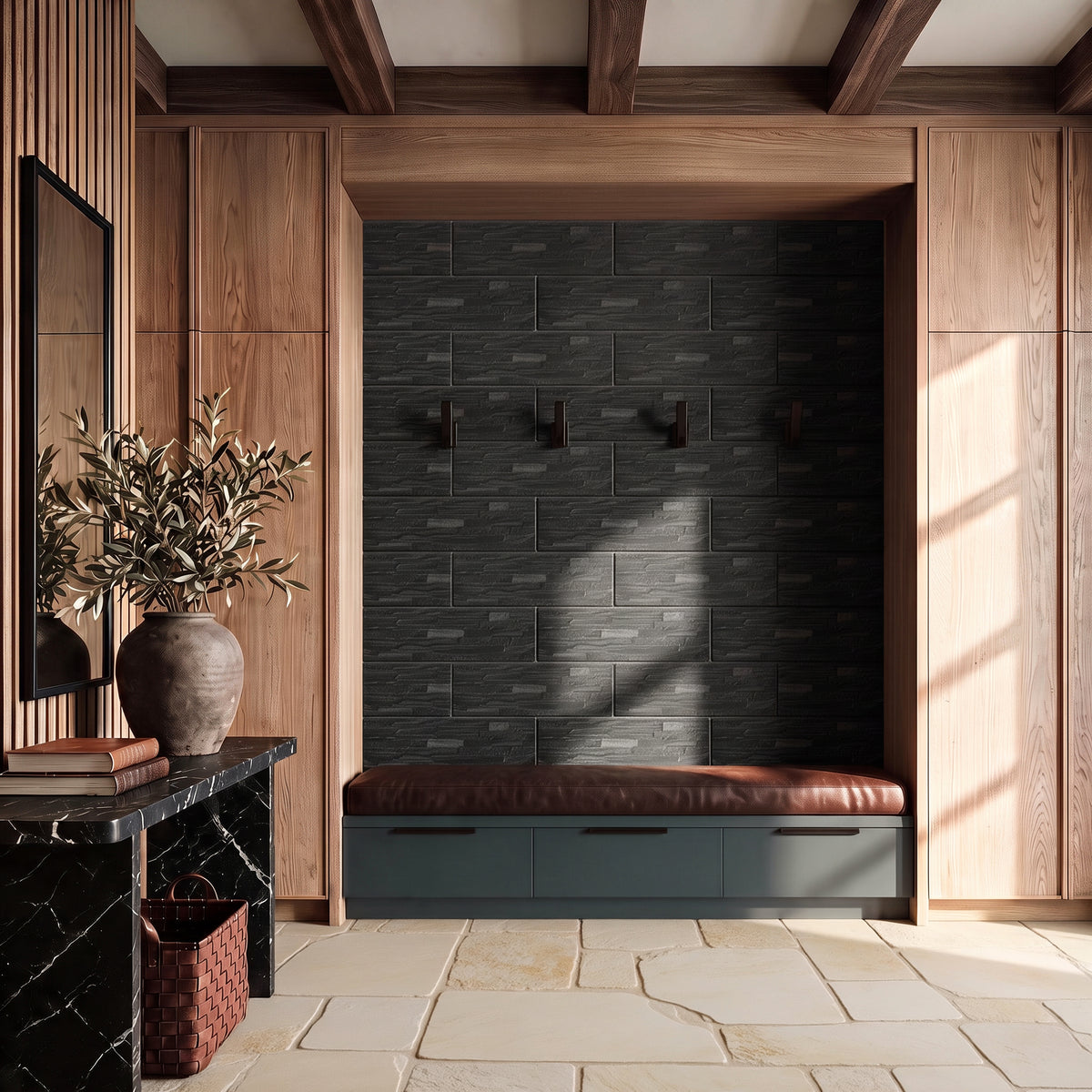 Mubi Black Stone Effect Matt Wall Tiles