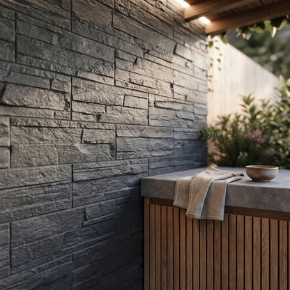 Mubi Black Stone Effect Matt Wall Tiles