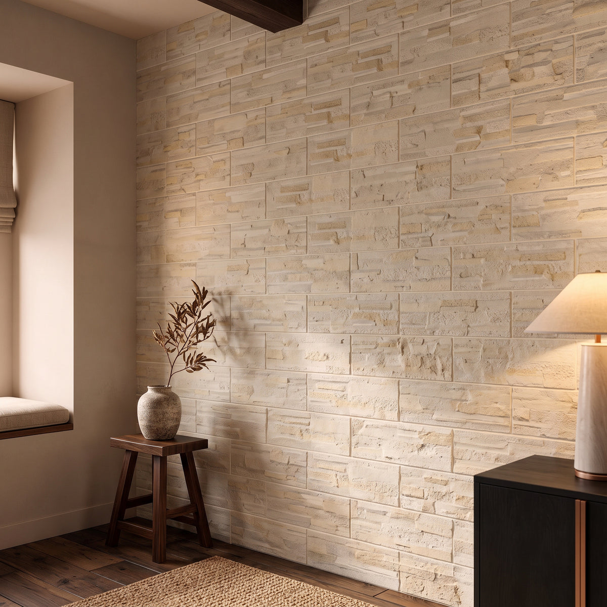 Mubi Beige Stone Effect Matt Wall Tiles