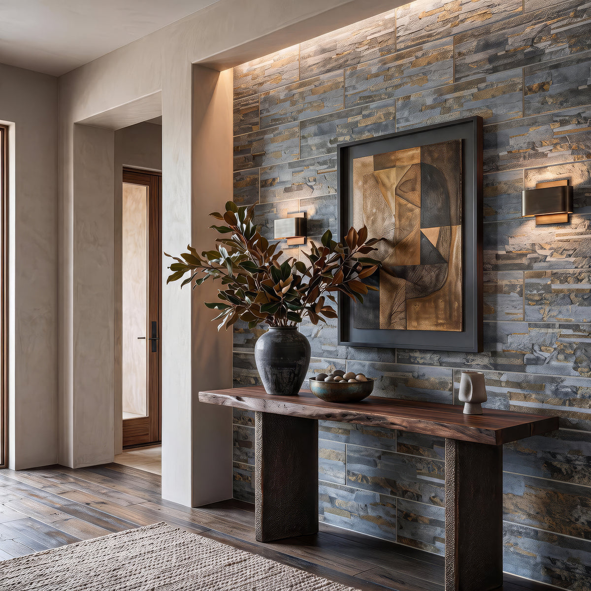 Mubi Rustic Slate Stone Effect Matt Wall Tiles