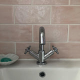 Customer bathroom with pink Gamma metro tiles