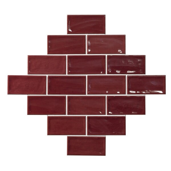 Glamour Dark Red Subway Tiles