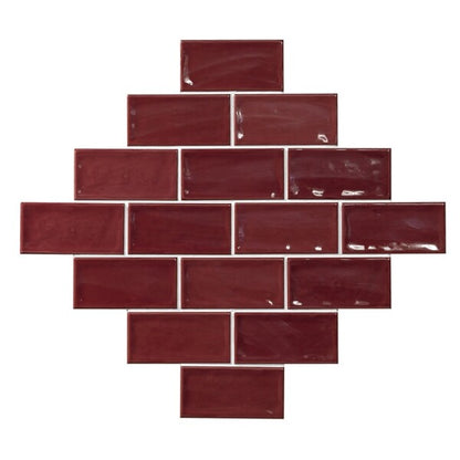 Glamour Dark Red Subway Tiles