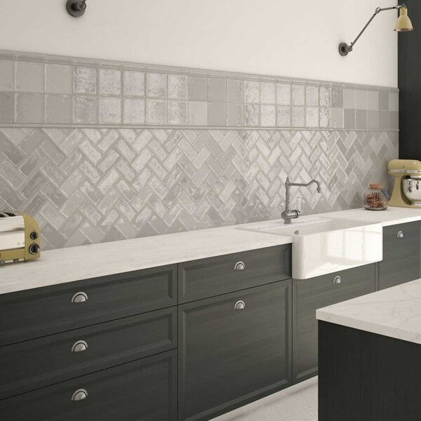 Glamour Light Grey Subway Tiles