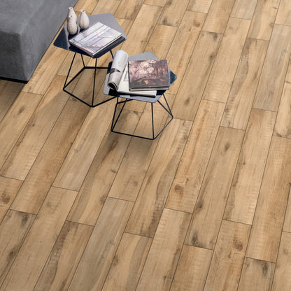 Graphite Honey Porcelain Wood Tiles - Room Setting