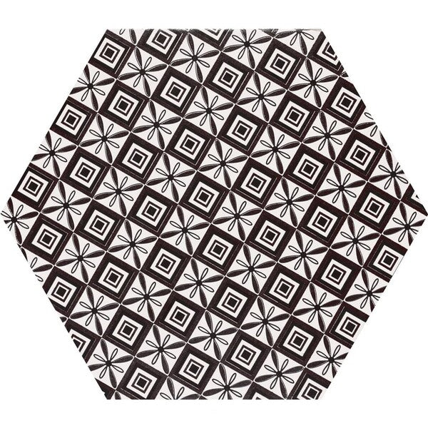 Grazia Black and White Hexagon Tiles