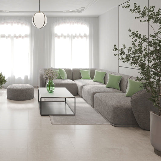 Jude Grey Concrete Porcelain Tiles – Matt, Rectified - Room Setting