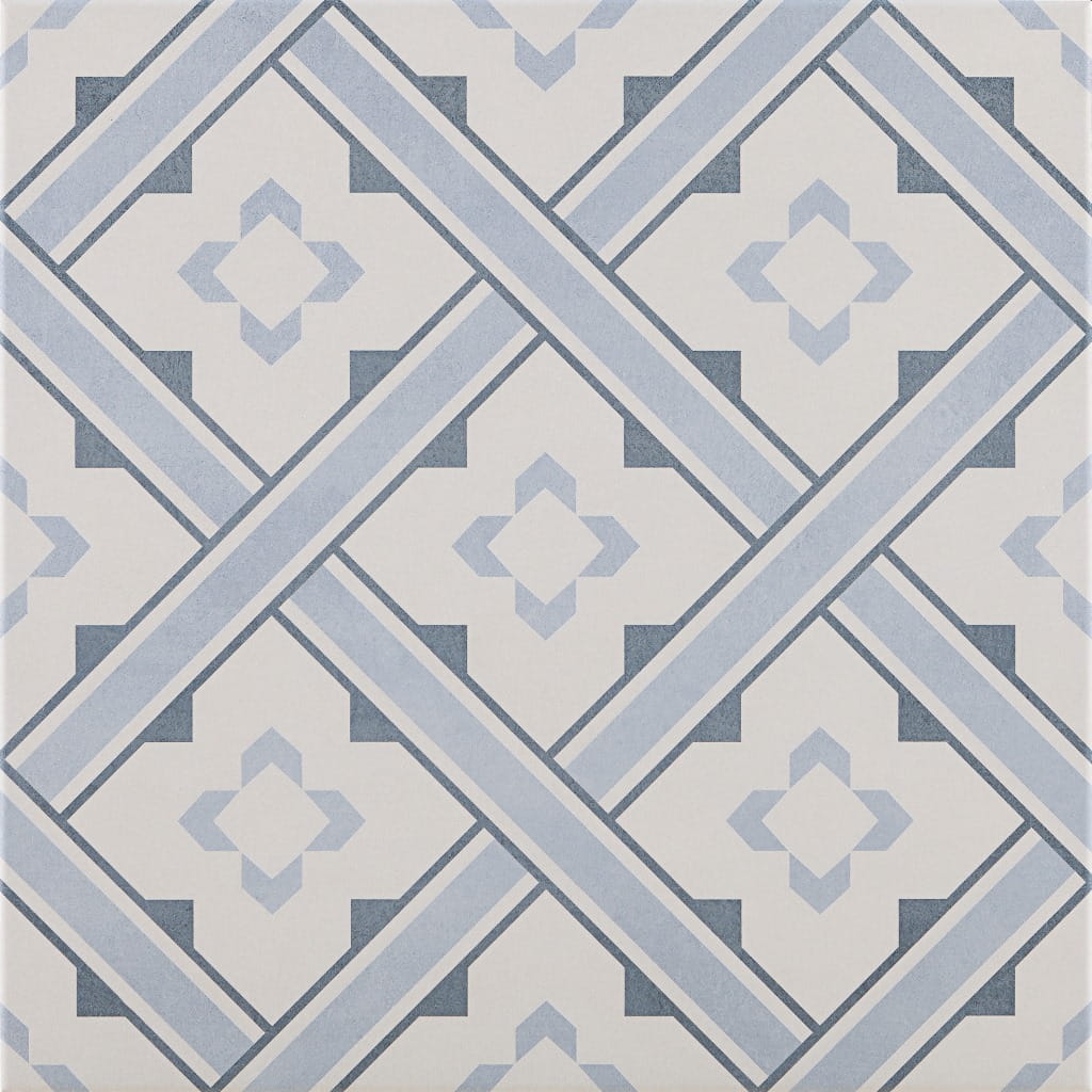Kilburn Blue Floral Tiles - Matt