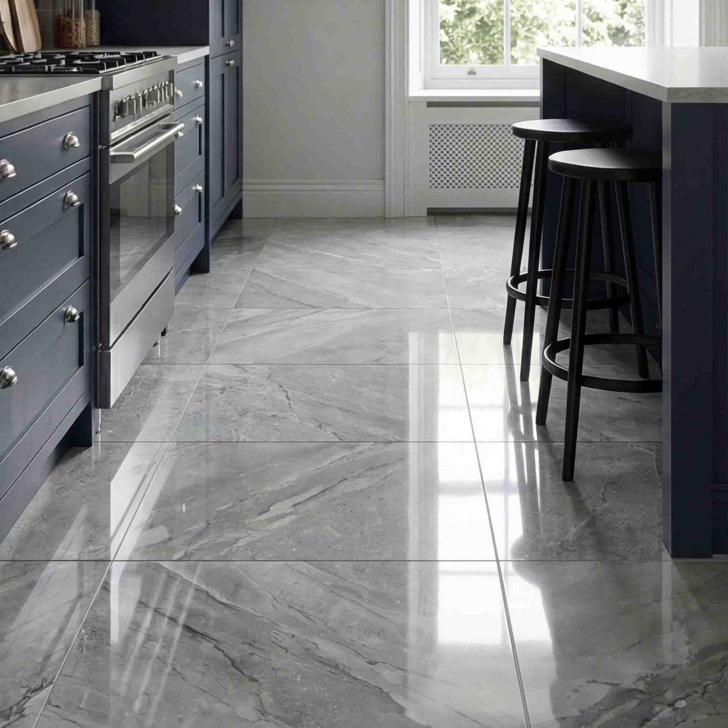 Ocean Gloss Light Grey Tiles - Porcelain, Rectified