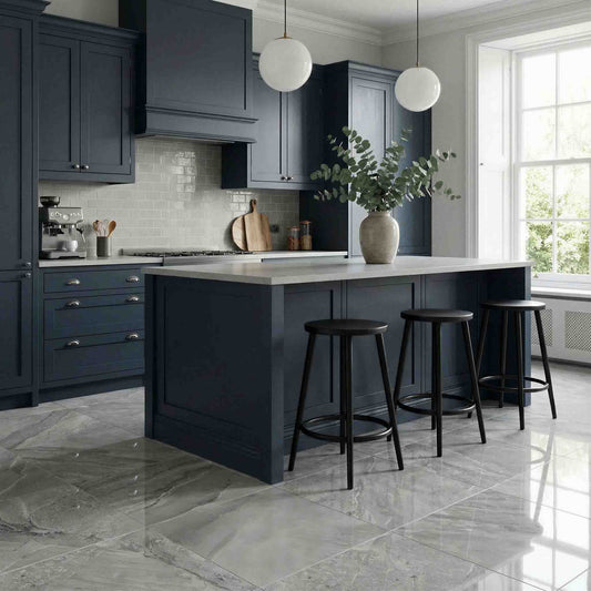 Ocean Gloss Light Grey Tiles - Porcelain, Rectified