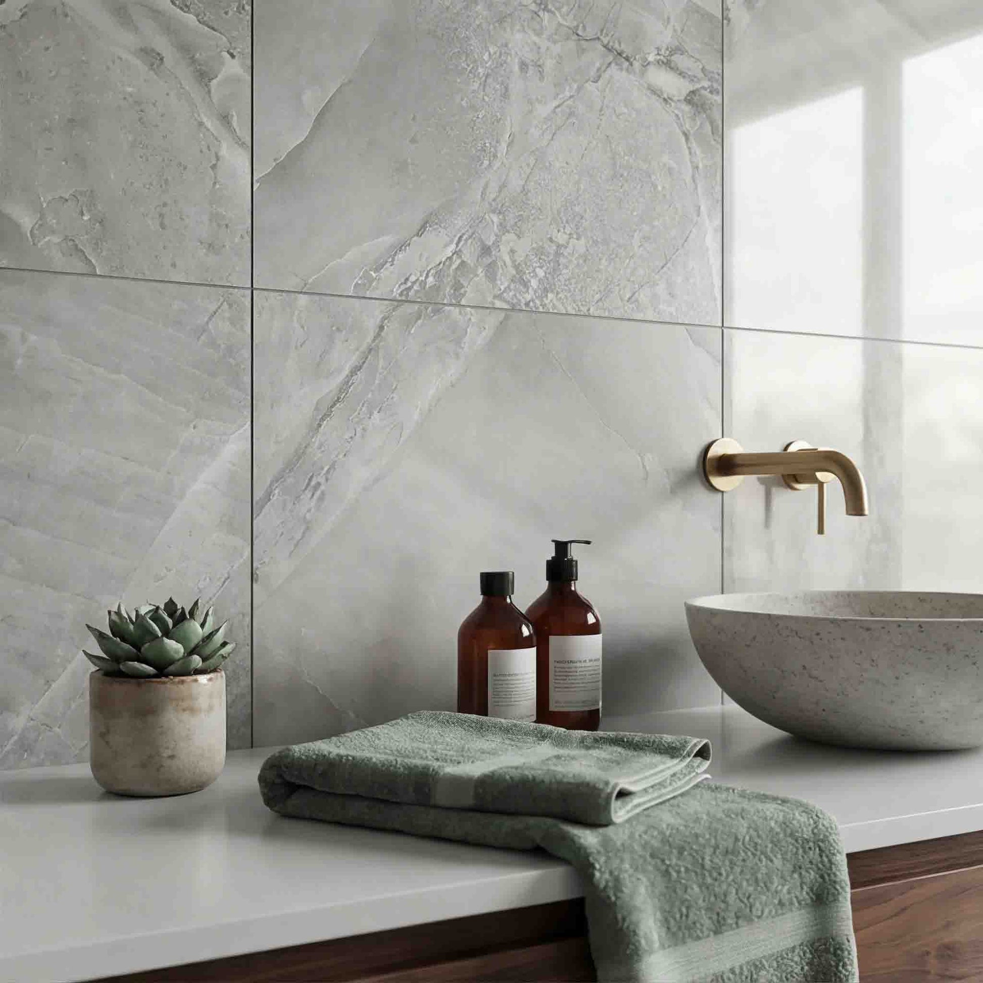 Ocean Gloss Light Grey Tiles - Porcelain, Rectified