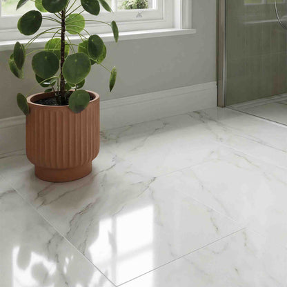 Miami Large White Marble Tiles - Gloss, Rectified