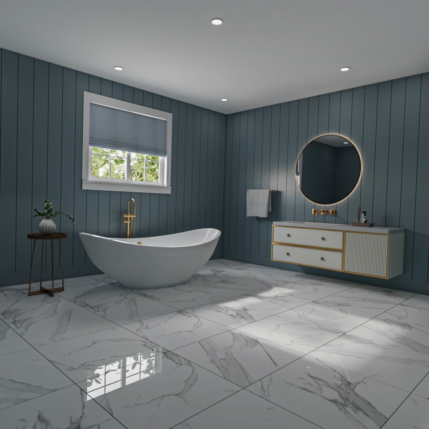 Cut Sample: Miami White Marble Floor Tiles