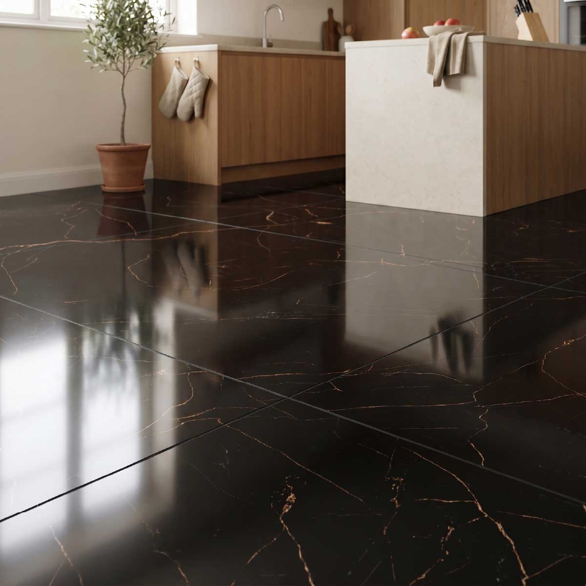 Impressa Black and Gold Marble Tiles
