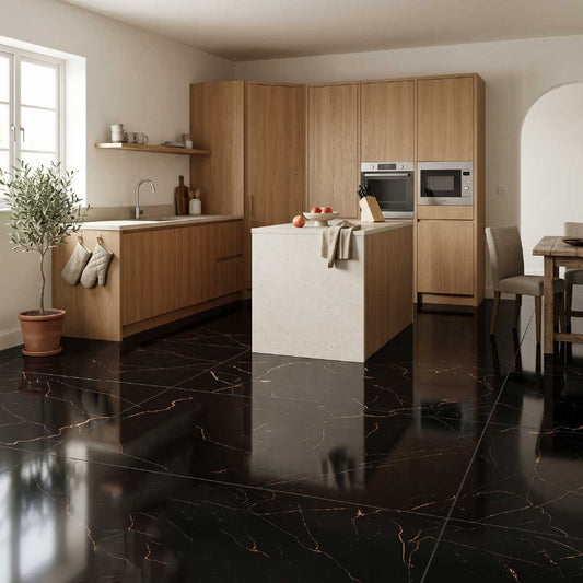 Impressa Black and Gold Marble Tiles