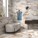 Revan Matt Large Marble Effect Tiles in Gold