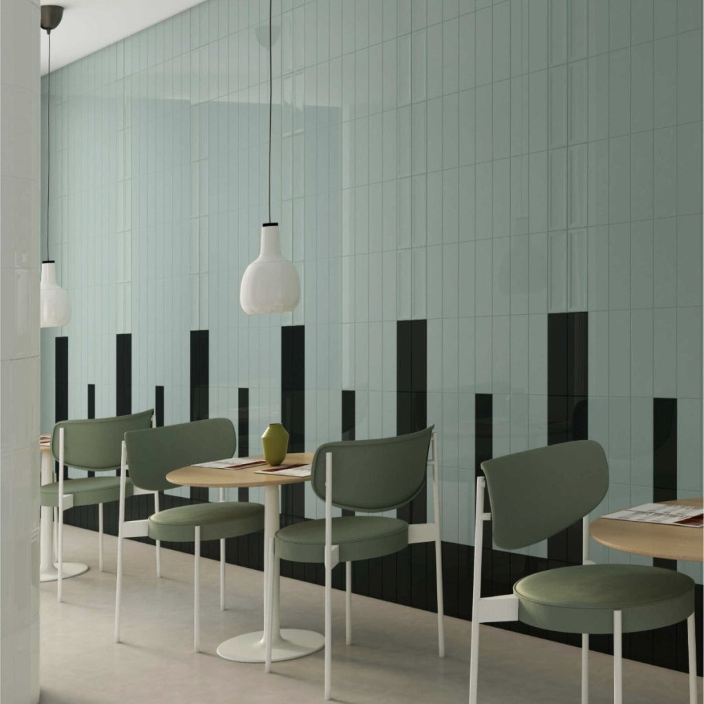 Linear Cool Grey Ceramic Brick Tiles – Flat, Gloss