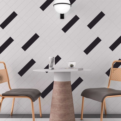 Linear White Brick Effect Tiles - Gloss - Room Setting
