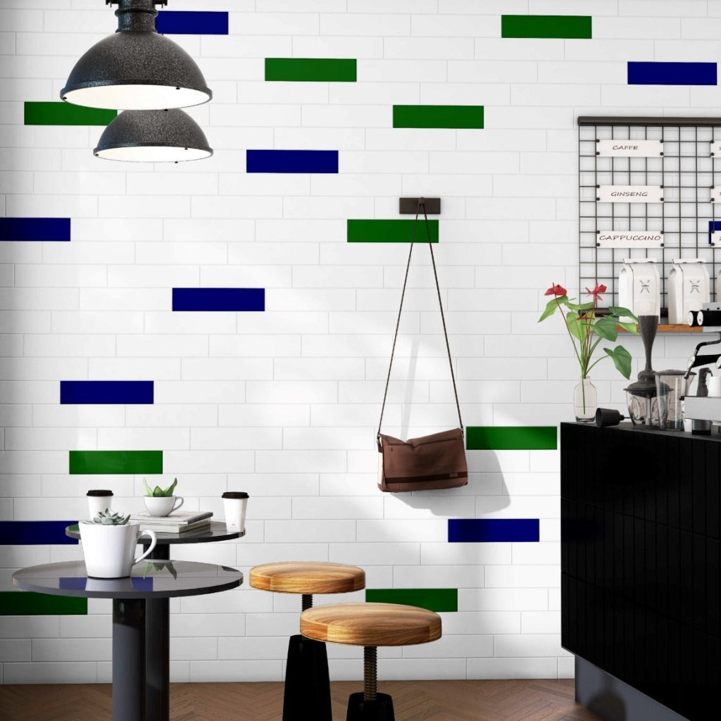Linear White Brick Effect Tiles - Gloss - Room Setting