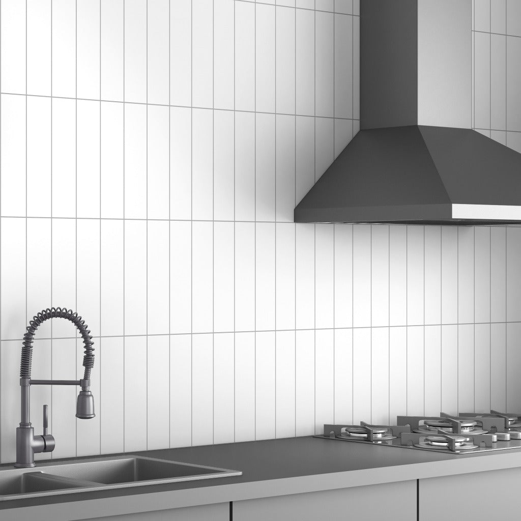 Linear White Tiles - Matt - Room Setting