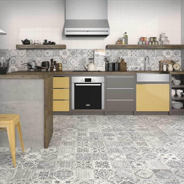 Manises Grey and White Wall and Floor Tiles