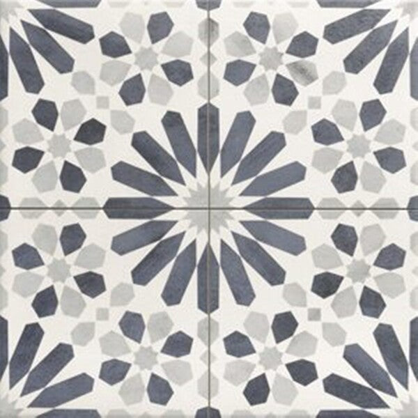Marrakech Blue Floral Tile Design - Matt