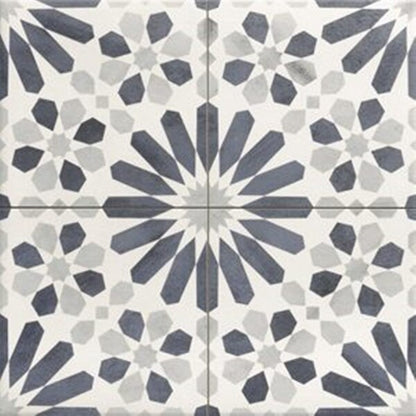 Marrakech Blue Floral Tile Design - Matt