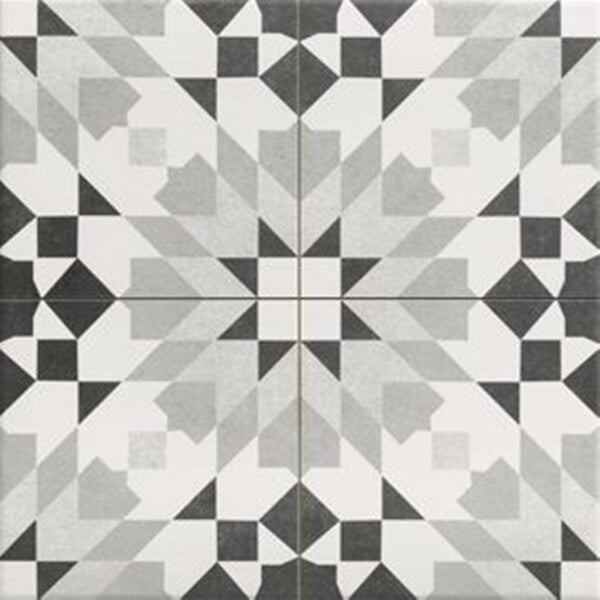 Cut Sample: Marrakech Grey Flower Tiles - Matt