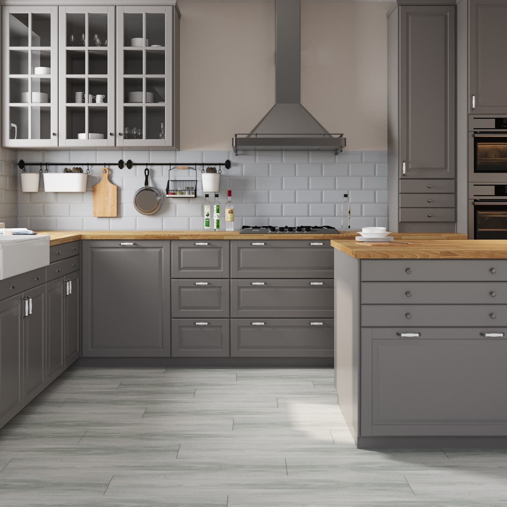 Mountain Grey Wood Effect Floor Tiles - Room Setting