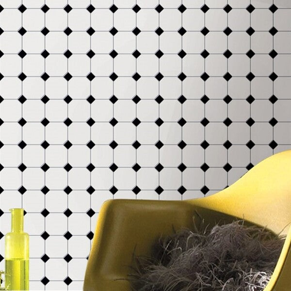 Octagon black and white mosaic tiles