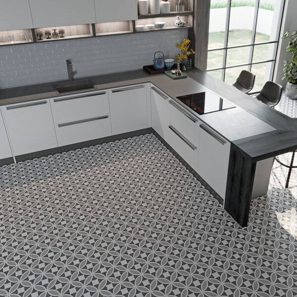 Olympia Grey Victorian Style Tiles - Matt