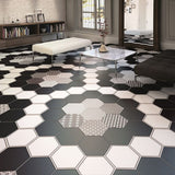 Cut Sample: Opal Black Hexagon Tiles - Matt
