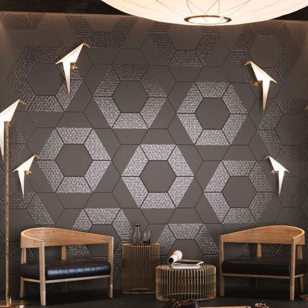Opal Deco Black Hexagon Wall Tiles