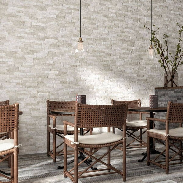 Ordino White Split Face Tiles
