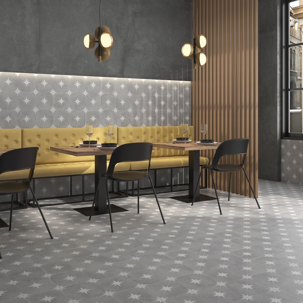 Ponent Grey Star Floor Tiles